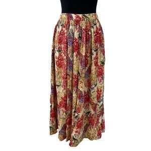 Raga Anthropologie Maxi Skirt Bird Colorful Boho Flowy Summer Animal Size Small